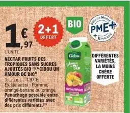 E.Leclerc Nectar fruits des tropiques sans sucres ajoutés bio cidou un amour de bio offre