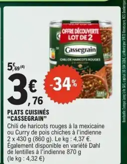 E.Leclerc CASSEGRAIN Plats cuisinés offre