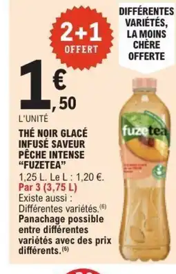 E.Leclerc FUZETEA Thé noir glacé infusé saveur pêche intense offre