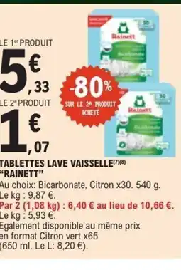 E.Leclerc RAINETT Tablettes lave vaisselle offre
