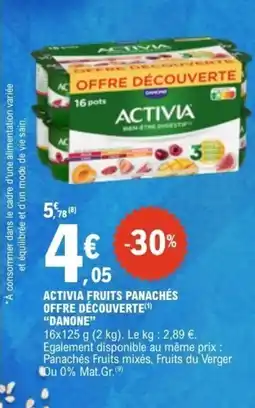 E.Leclerc DANONE Activia fruits panachés offre découverte offre