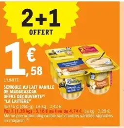 E.Leclerc LA LAITIÈRE Semoule au lait vanille de madagascar offre découverte offre