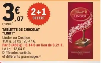 E.Leclerc LINDT Tablette de chocolat offre