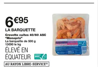 Monoprix Monoprix crevette cuites 40/60 asc offre
