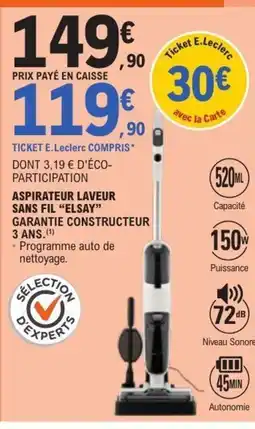 E.Leclerc ELSAY Aspirateur laveur sans fil offre