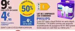E.Leclerc PHILIPS Lot de 2 ampoules led standards offre