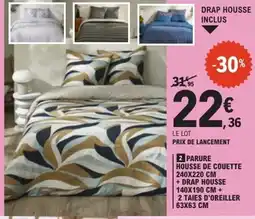 E.Leclerc Parure housse de couette + drap housse 2 taies d'oreiller offre