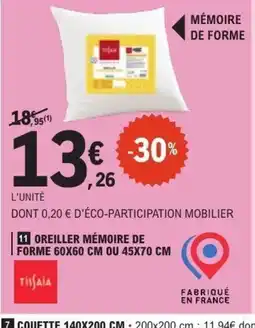 E.Leclerc Oreiller mémoire de forme offre