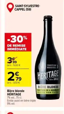 Carrefour HÉRITAGE Bière blonde offre