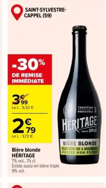 Carrefour HÉRITAGE Bière blonde offre