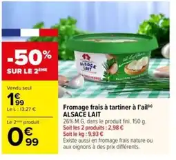 Carrefour ALSACE LAIT Fromage frais à tartiner à l'ail offre