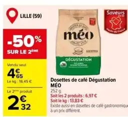 Carrefour MÉO Dosettes de café Dégustation offre