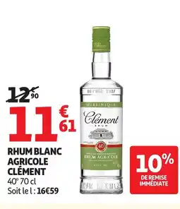 Auchan CLÉMENT Rhum blanc agricole offre