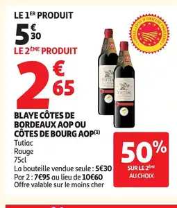 Auchan Blaye côtes de bordeaux aop ou côtes de bourg aop offre