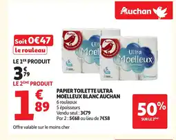 Auchan AUCHAN Papier toilette ultra moelleux blanc offre