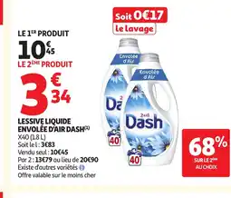 Auchan DASH Lessive liquide envolée d'air offre