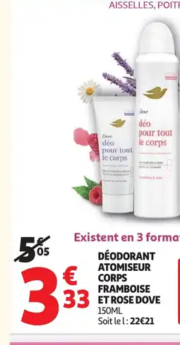 Auchan DOVE Déodorant atomiseur corps framboise et rose offre