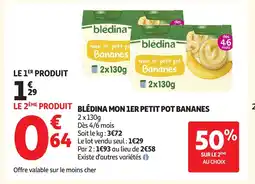 Auchan BLÉDINA Mon 1er petit pot bananes offre