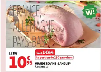 Auchan Viande bovine langue offre