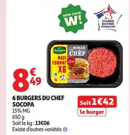 Auchan SOCOPA 6 burgers du chef offre