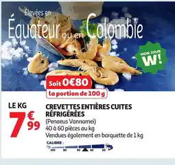Auchan Crevettes entières cuites réfrigérées offre