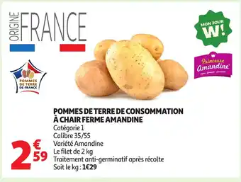 Auchan Pommes de terre de consommation à chair ferme amandine offre