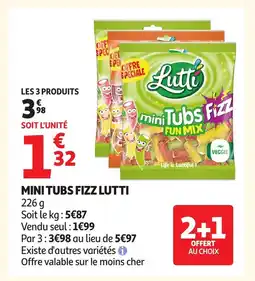 Auchan LUTTI Mini tubs fizz offre