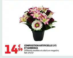 Auchan Composition artificielle lys et gerberas offre