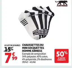 Auchan AIRNESS Chaussettes ou mini socquettes homme offre