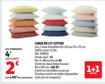 Auchan Linge de lit coton offre
