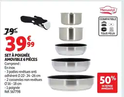 Auchan MENASTYL Set à poignée amovible 6 pièces offre