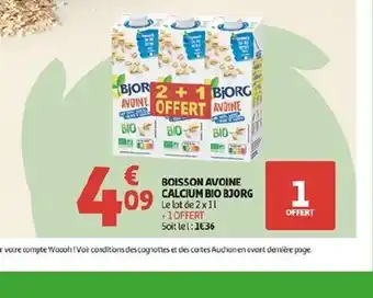 Auchan BJORG Boisson avoine calcium bio offre