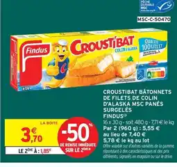 Intermarché Contact FINDUS Croustibat bâtonnets de filets de colin d'alaska msc panés surgelés offre