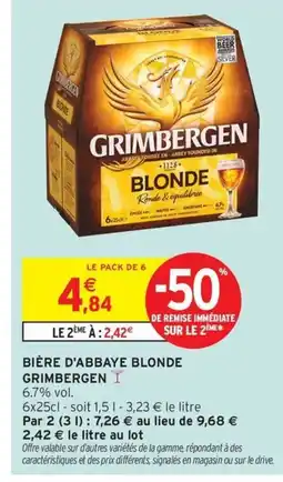 Intermarché Contact GRIMBERGEN Bière d'abbaye blonde offre