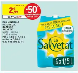 Intermarché Contact SALVETAT Eau minérale naturelle gazeuse offre