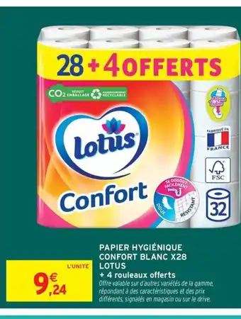 Intermarché Contact LOTUS Papier hygiénique confort blanc x28 offre