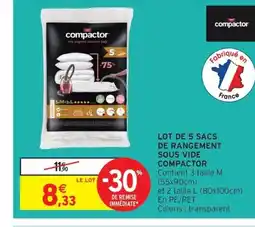 Intermarché Contact COMPACTOR Lot de 5 sacs de rangement sous vide offre