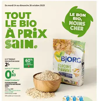 Auchan BJORG Flocons d'avoine complètes nature offre