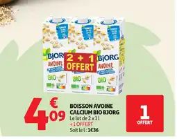 Auchan BJORG Boisson avoine calcium bio offre