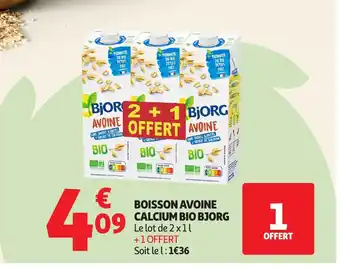 Auchan BJORG Boisson avoine calcium bio offre
