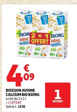 Auchan BJORG Boisson avoine calcium bio offre