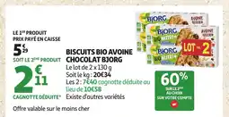 Auchan BJORG Biscuits bio avoine chocolat offre