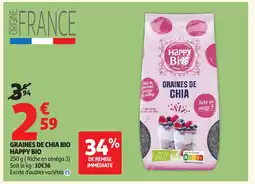 Auchan HAPPY BIO Graines de chia bio offre