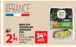 Auchan JARDIN BIO ÉTIC Nems aux légumes bio offre