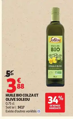 Auchan SOLEOU Huile bio colza et olive offre