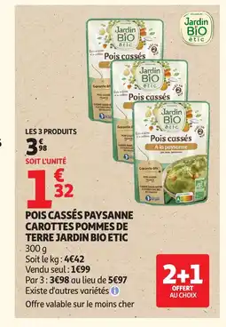 Auchan JARDIN BIO ETIC Pois cassés paysanne carottes pommes de terre offre
