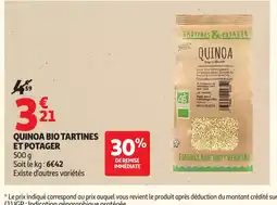 Auchan Quinoa bio tartines et potager offre