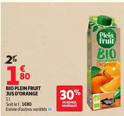 Auchan Bio plein fruit jus d'orange offre