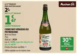 Auchan Cidre bio vergers du patrimoine offre