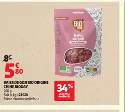 Auchan Baies de goji bio origine chine bioday offre